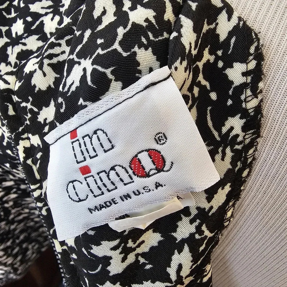 Vintage 80's In Cinq Women's Dress •Size 12• Made In USA Black Floral Ruffle - Picture 11 of 12